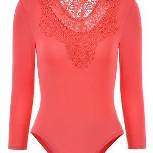 Sexy coral color leotard bodysuit *NEW*